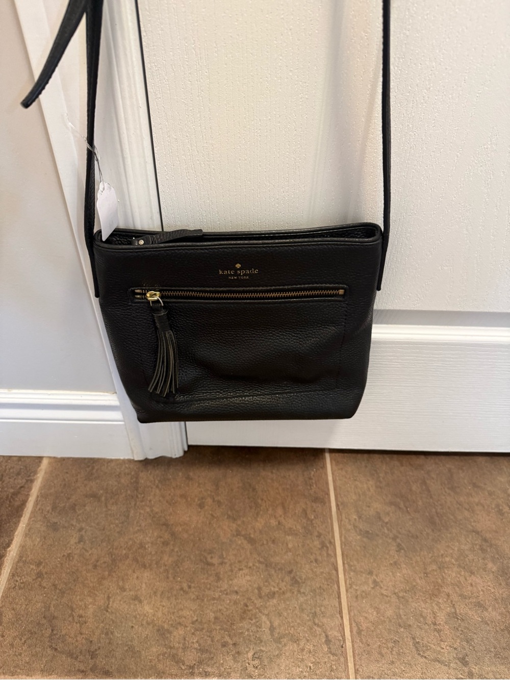 kate spade Black Leather Tassel Crossbody Bag
